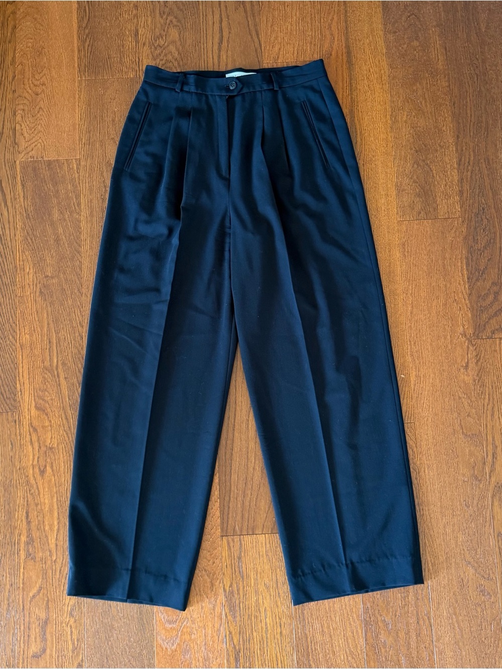 MaxMara Black Wool Pleated Straight Leg Tailored Trousers US 12 - Picture 6 of 6